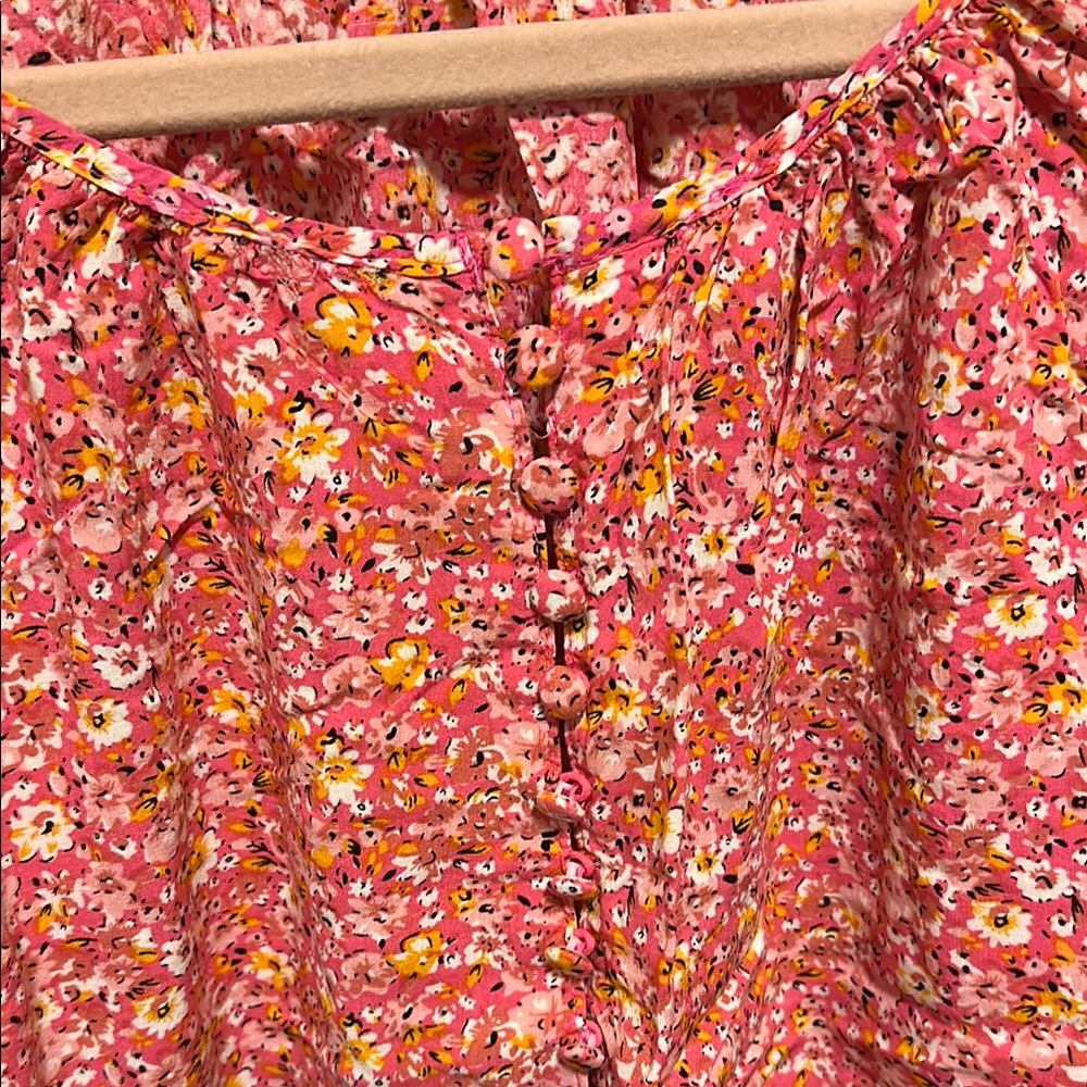 Ann Taylor Pink Smocked 3/4 Sleeve Blouse - Picture 3 of 5
